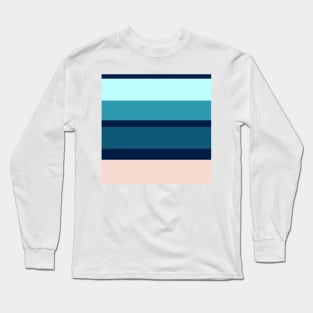 A remarkable tranquility of Oxford Blue, Blue Sapphire, Christmas Blue, Pale Cyan and Champagne Pink stripes. Long Sleeve T-Shirt